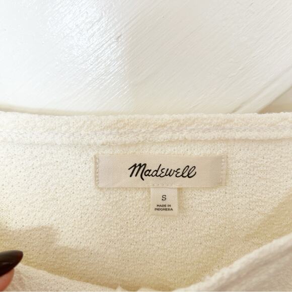 Madewell Jacquard Square Neck Puff Sleeve Top Cotton Blend Button-Down Size S - Picture 3 of 7